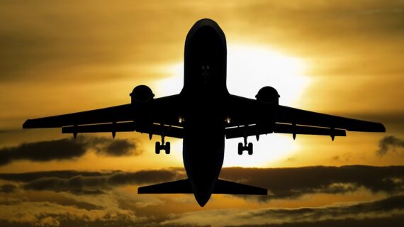 aircraft, sunset, silhouette