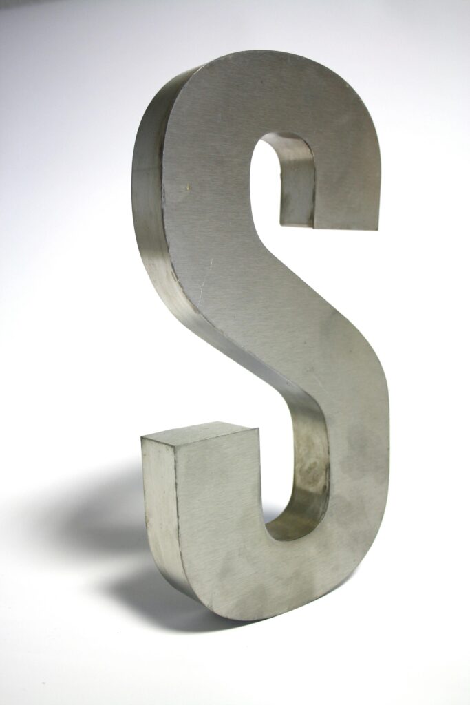 Gray Metal S Freestanding Letter